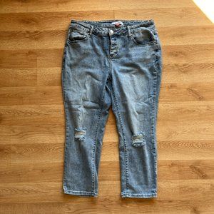 ARULA Girlfriend Deconstructed Skinny Live in Button Jeans Size 14 Light Wash